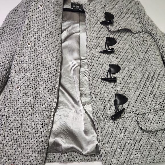 🌸Kensie Stylish Women’s Large Gray Toggle Hooded Coat – Polyester/Wool Blend - Picture 3 of 10